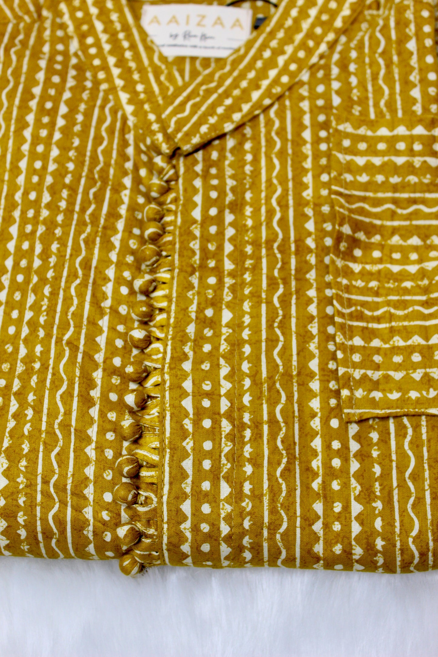 Mustard Printed Men's Kurta