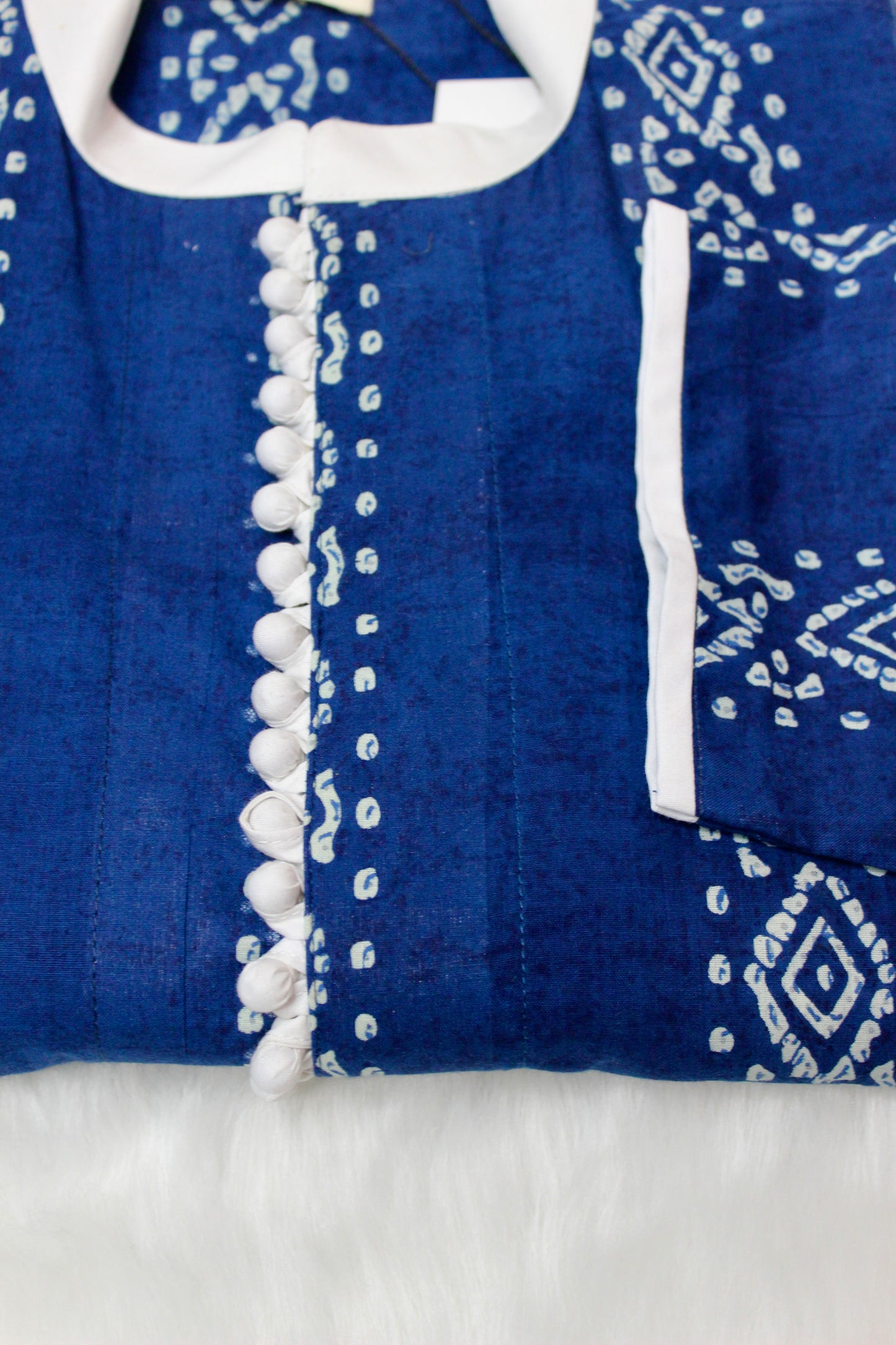 Blue & White Bandhani Men's Kurta