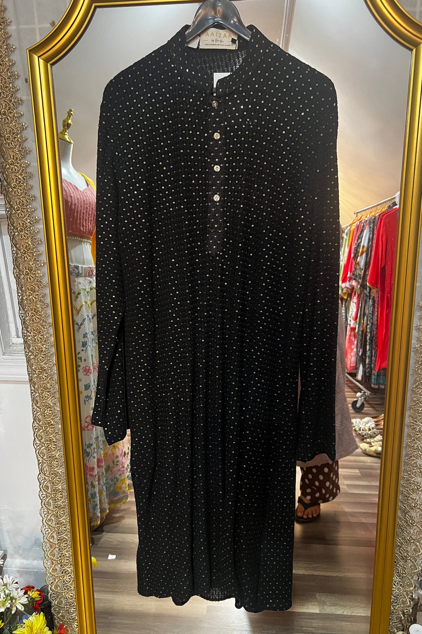 Black Festive Lucknowi Men’s Kurta