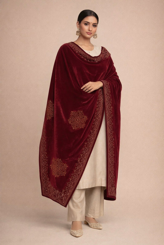 Red Velvet Shawl