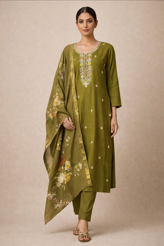 Olive Green Salwar Kameez