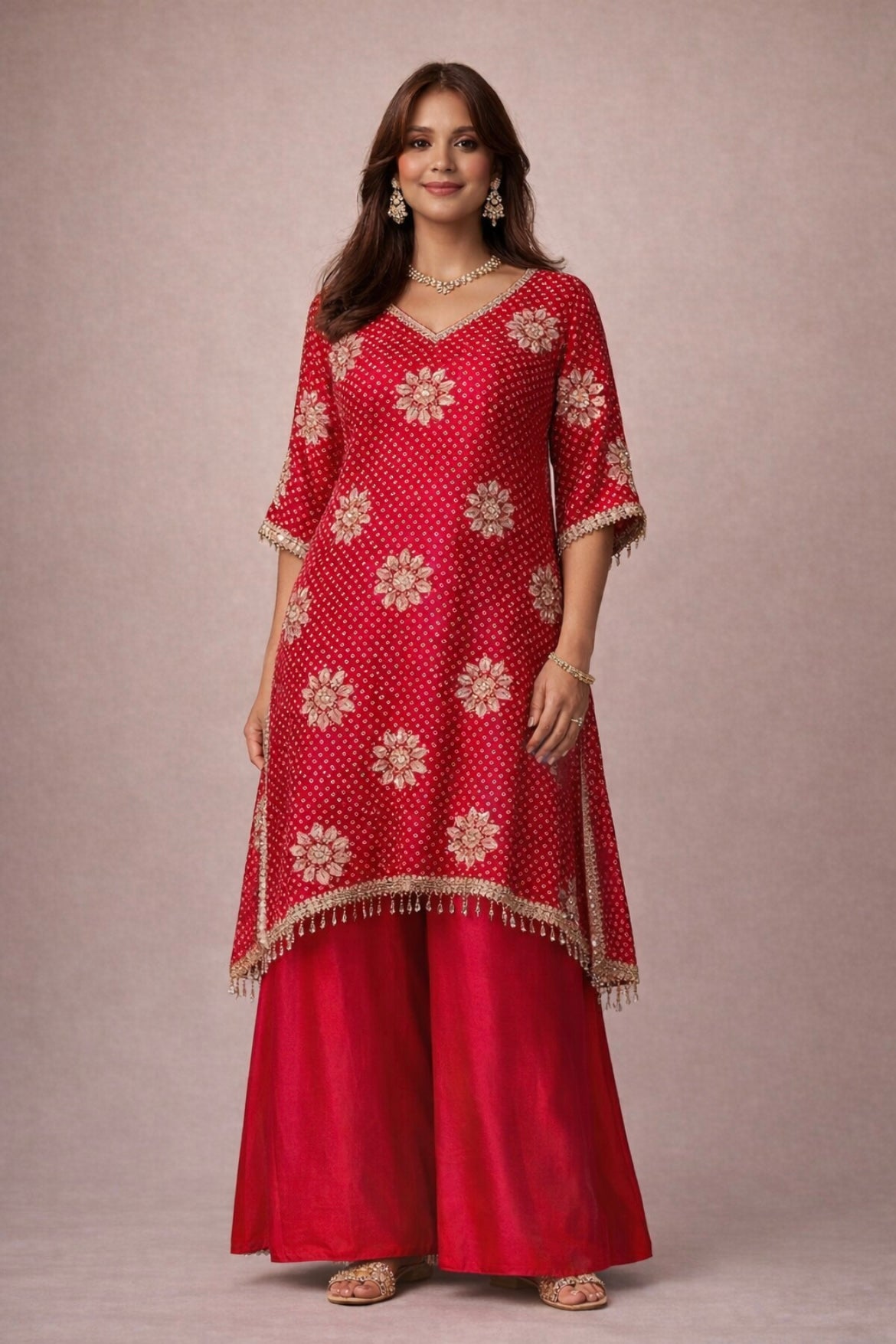 Natural Crepe Kaftan Set