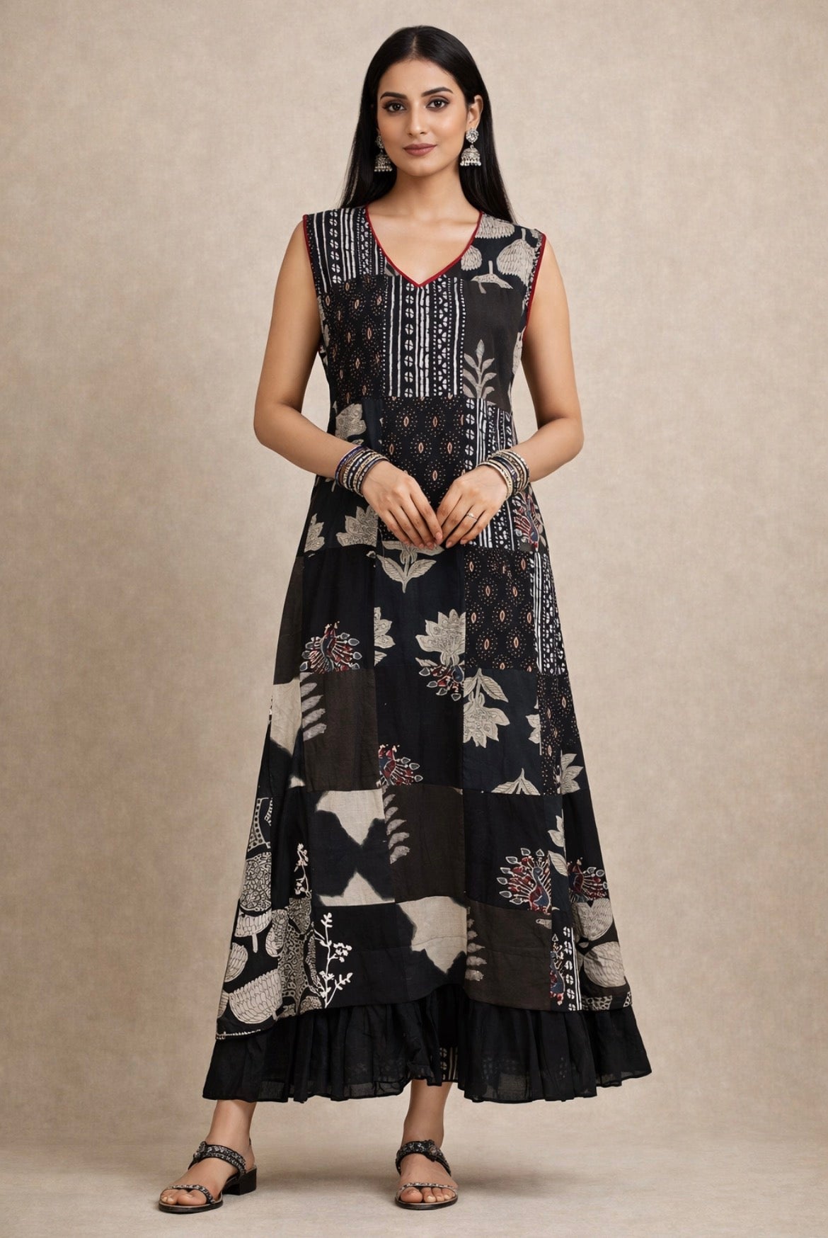 Cotton Patchwork A-line Kurti