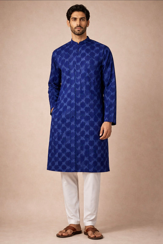 Blue Jamdaani Men's Kurta