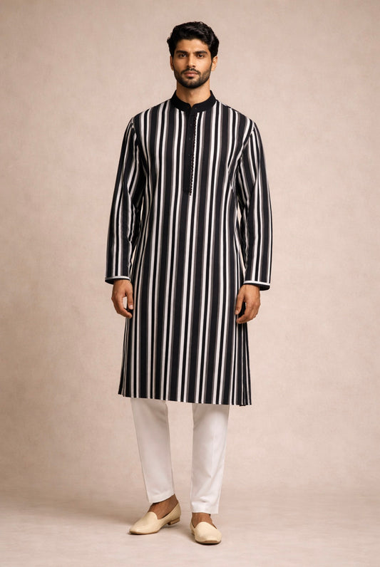 Black & White Men's Kurta