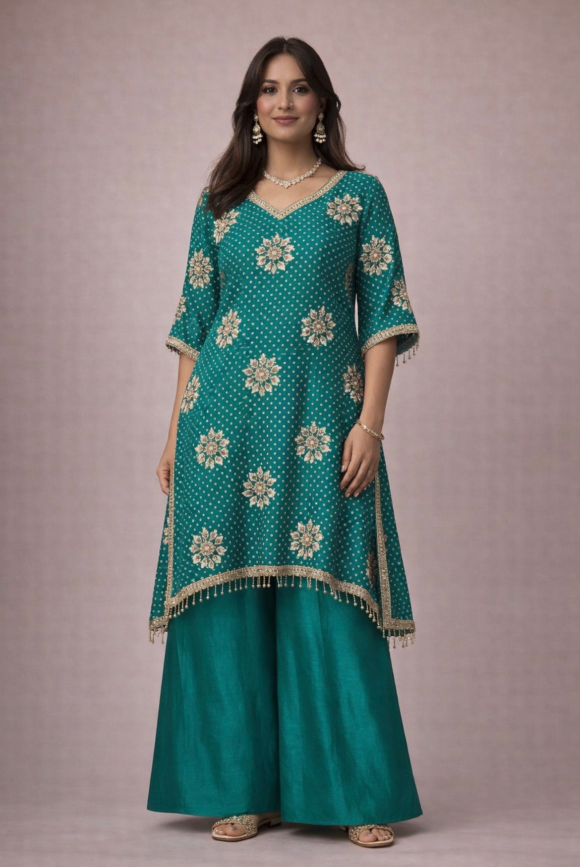 Natural Crepe Kaftan Set