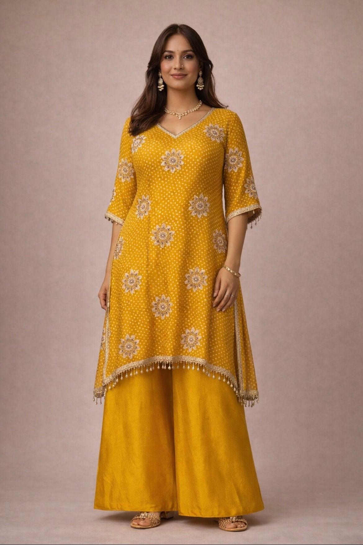 Natural Crepe Kaftan Set