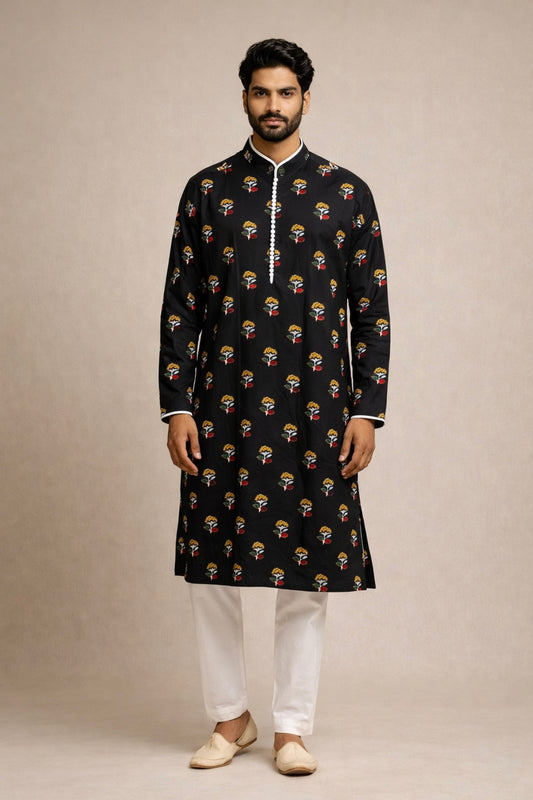 Floral Printed Men's Kurta