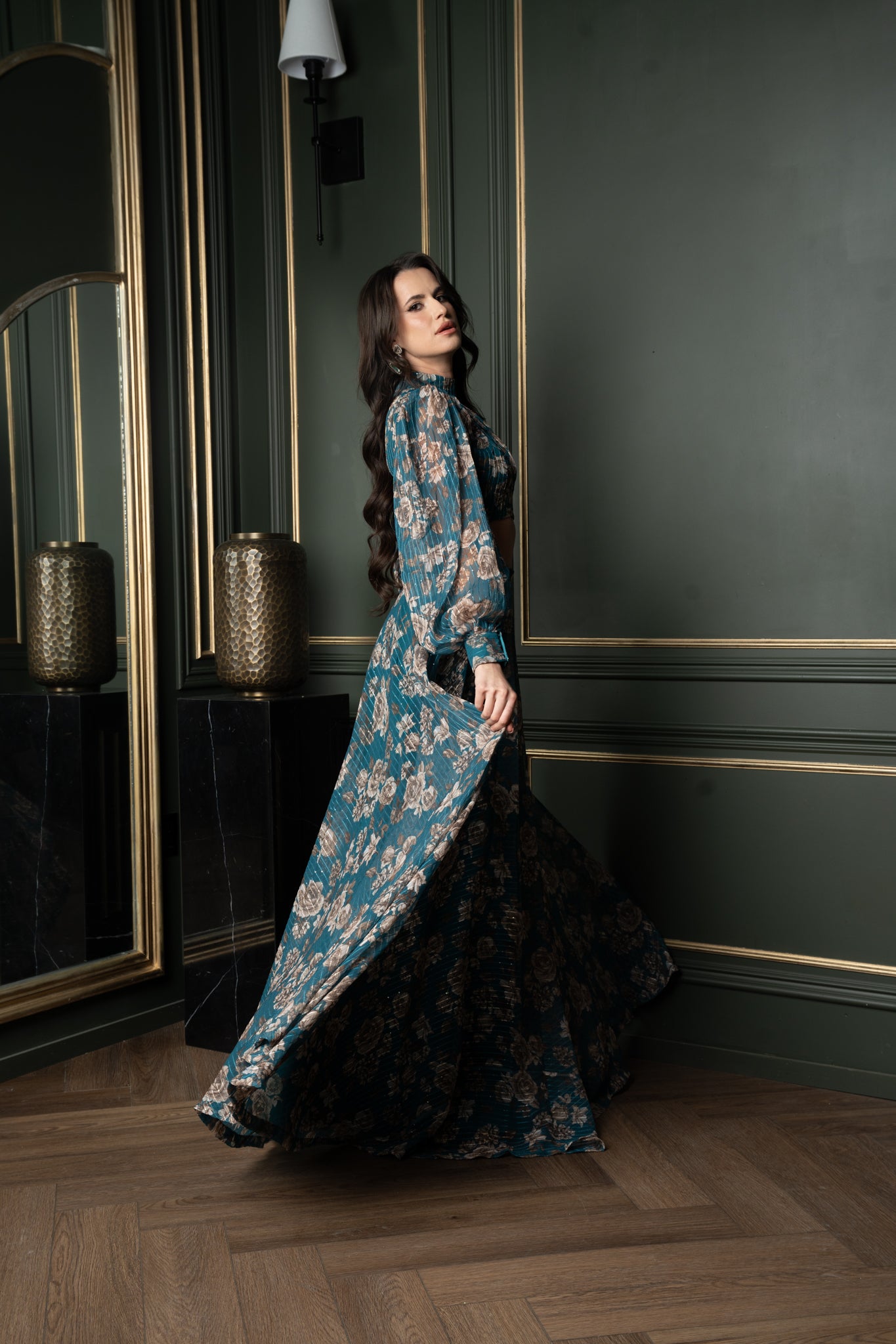 Foil-Printed Georgette Skirt Set