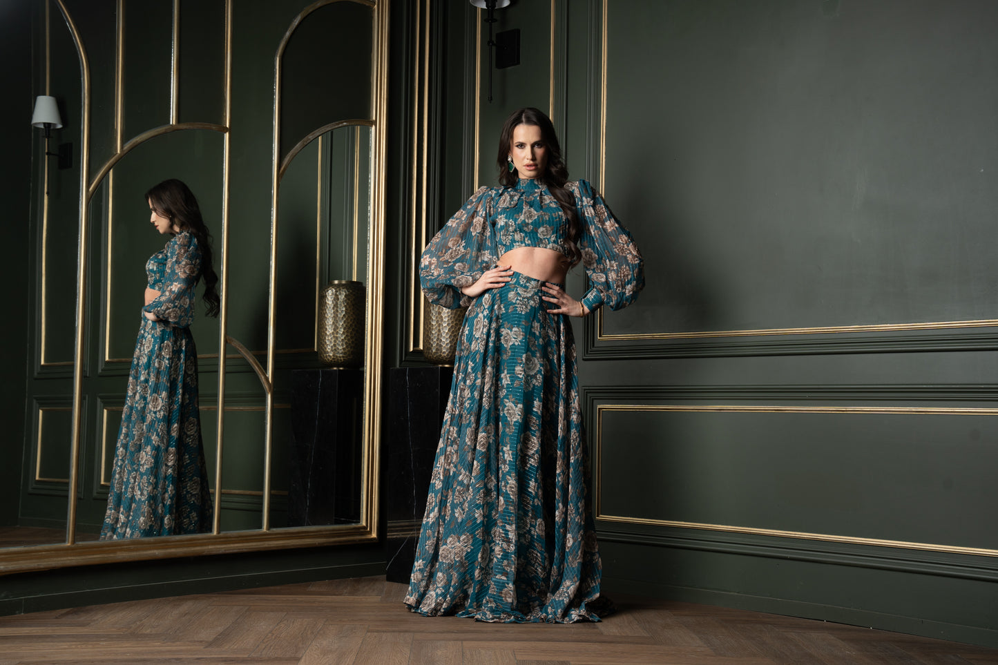 Foil-Printed Georgette Skirt Set