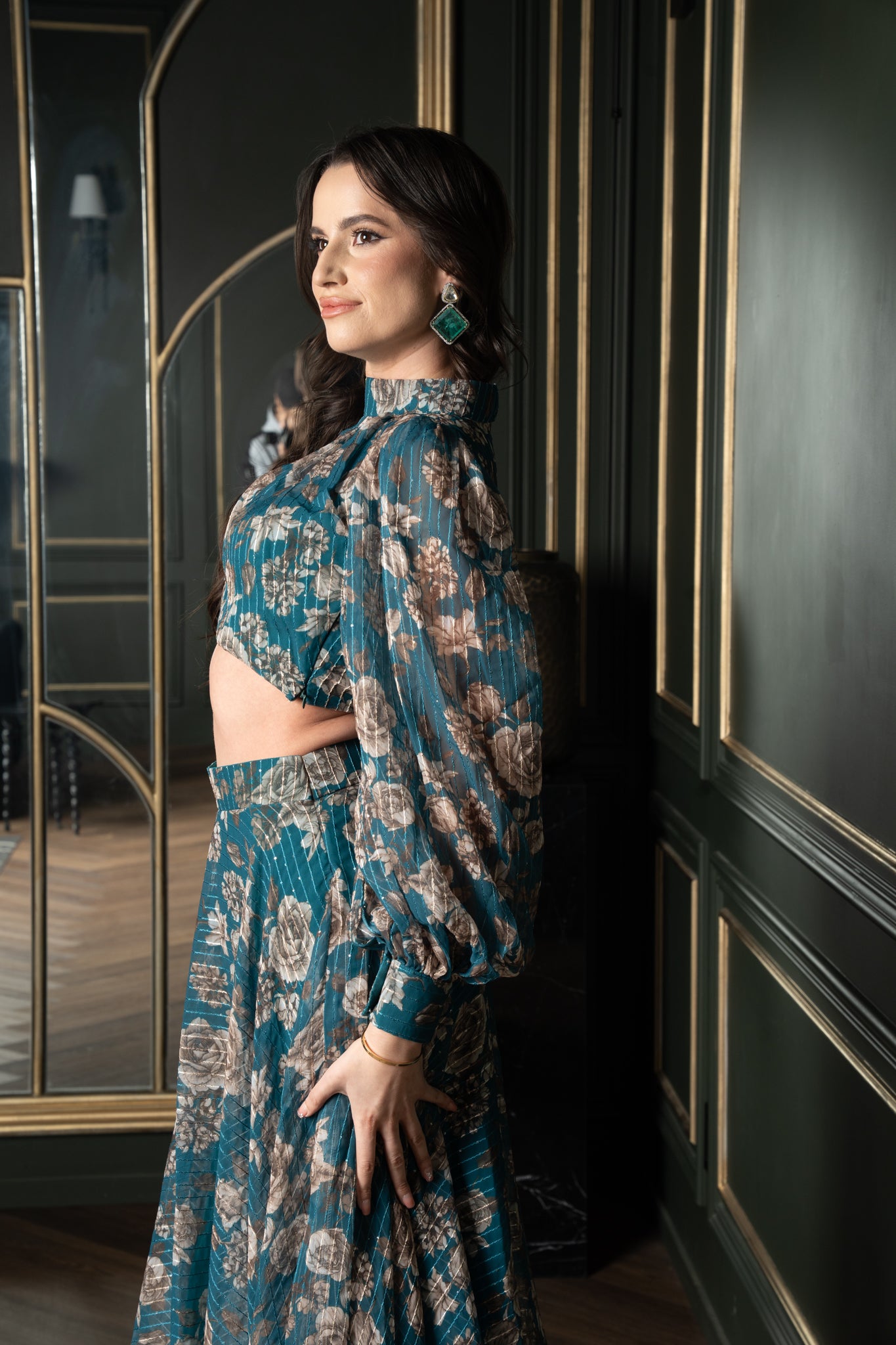 Foil-Printed Georgette Skirt Set