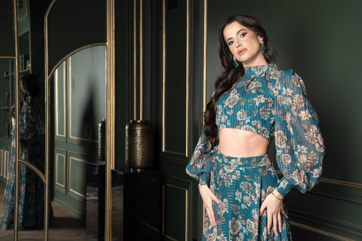 Foil-Printed Georgette Skirt Set