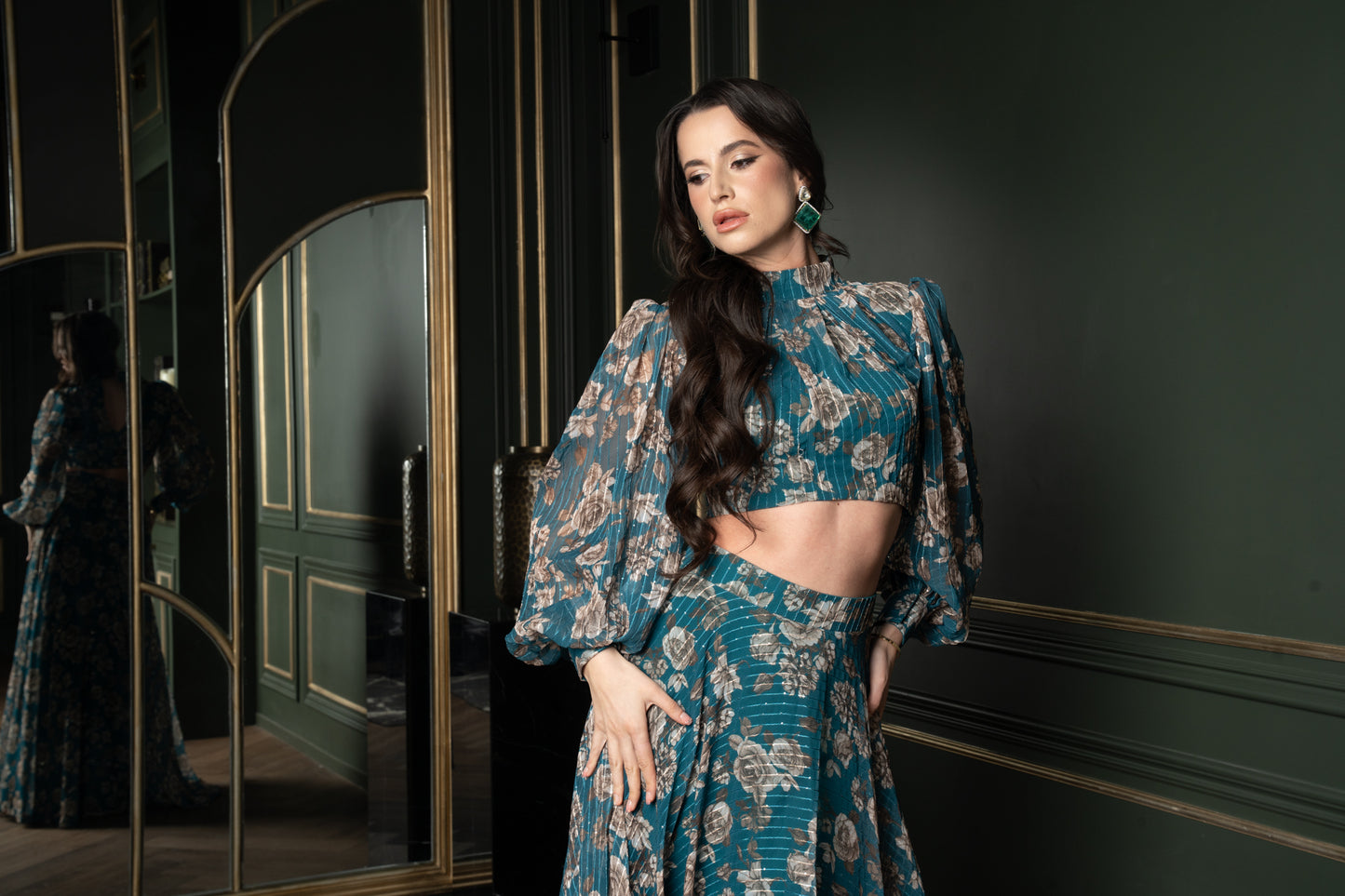 Foil-Printed Georgette Skirt Set