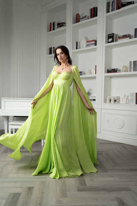 Satin Georgette Mousseline Gown