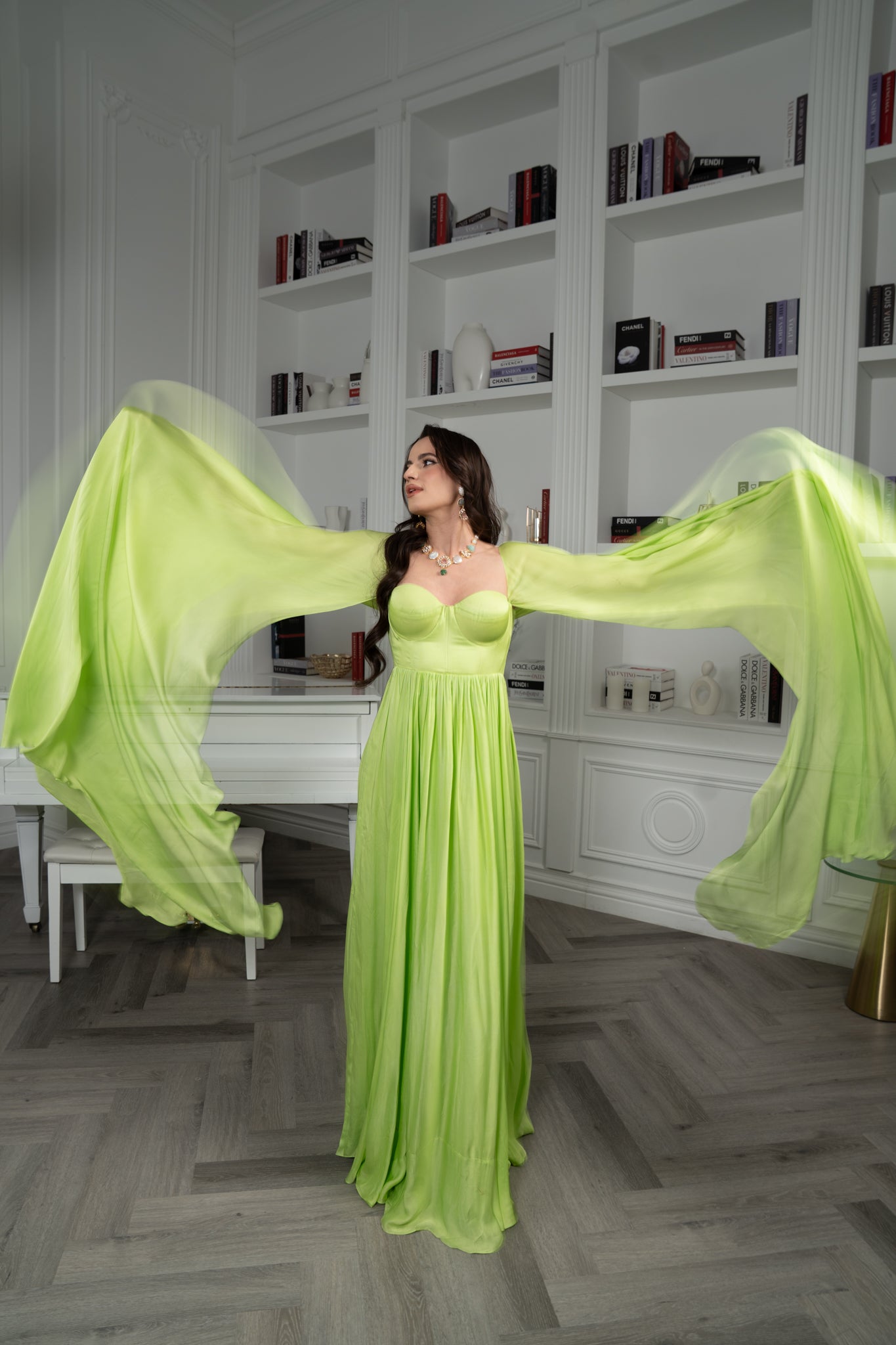 Satin Georgette Mousseline Gown